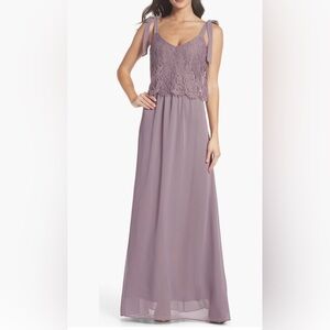 NWT Heartloom Koko Tie Shoulder Lace Bodice Gown | Lilac | Medium